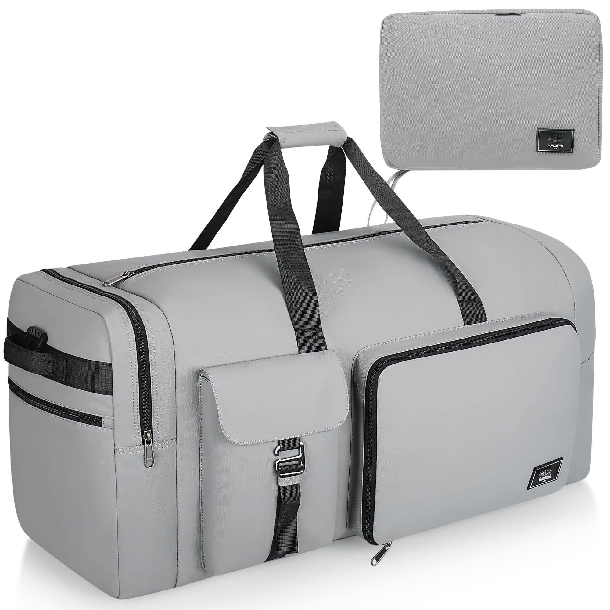 Front. Paradigms Interiors - Travel Duffle Bag For Men And Women 34" Large Traveling With Shoes Compartment Foldable Duffel Bags Waterpr... - Gray-120L.