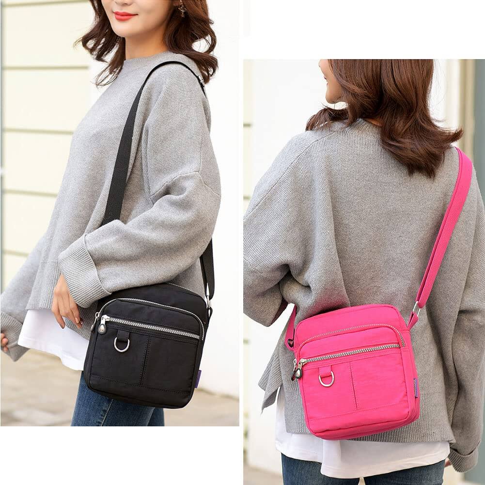 WETURAST Women's Crossbody Bag - Waterproof Nylon Shoulder Purse, Lightweight Travel Messenger Bag, Wine Color