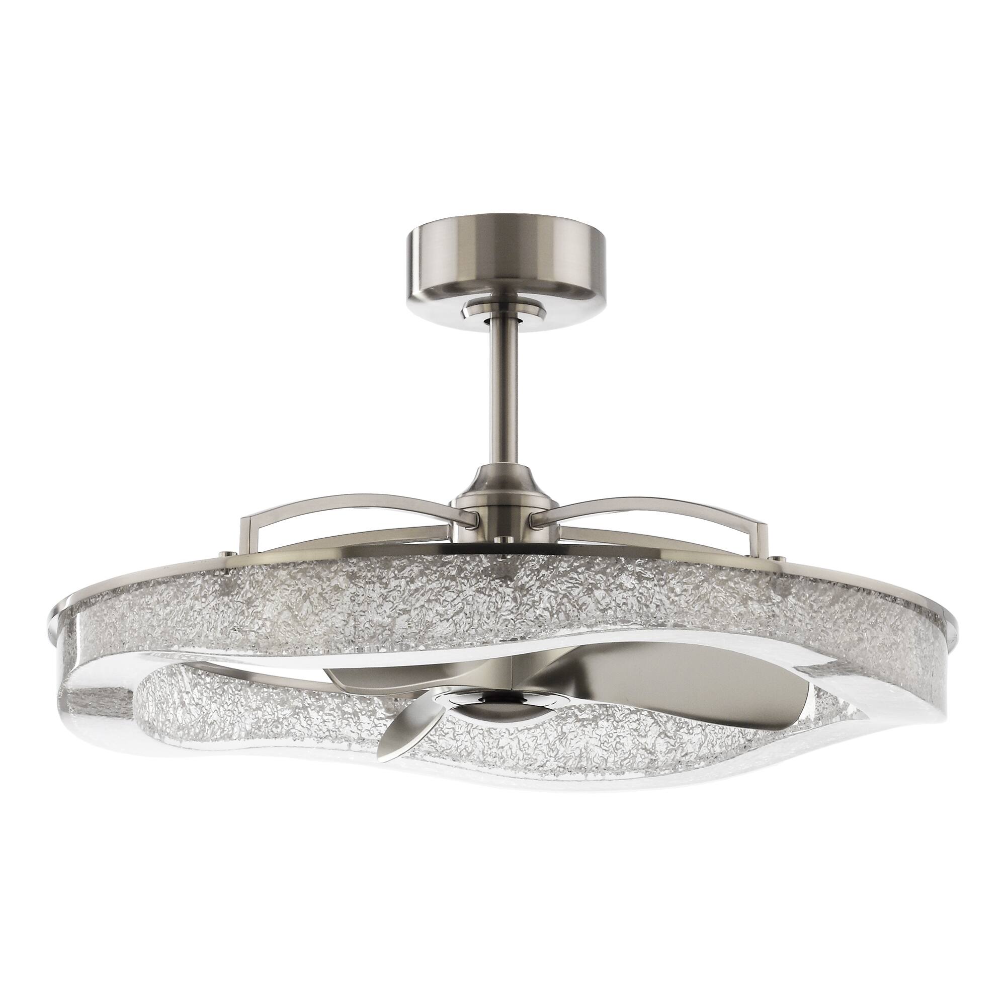 Alt View 5. Perimost - 33" Modern Sand Nickel Cage LED Ceiling Fan Chandelier with Remote and DC Reversible Motor - Sand Nickel.