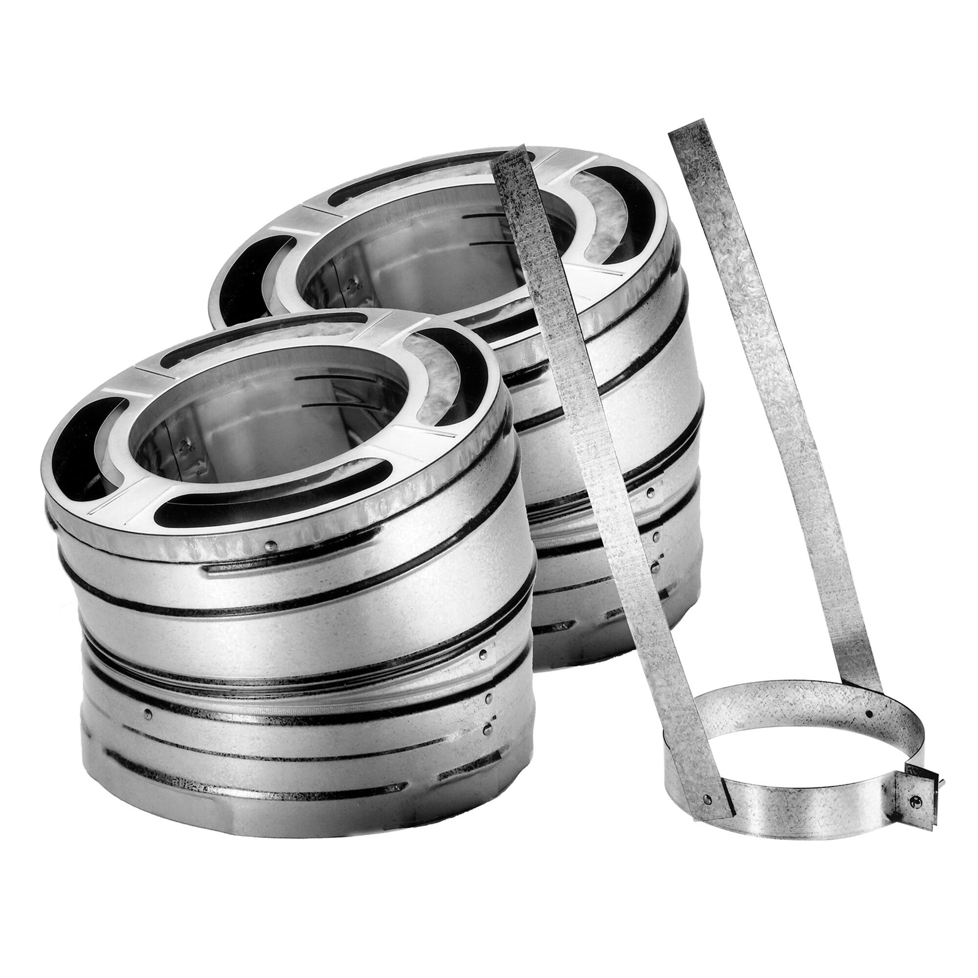 Front. DuraVent - DuraVent 6DP-E30K DuraPlus 6 Inch 30 Degree Stainless Steel Swiveling Elbow Kit - Silver.