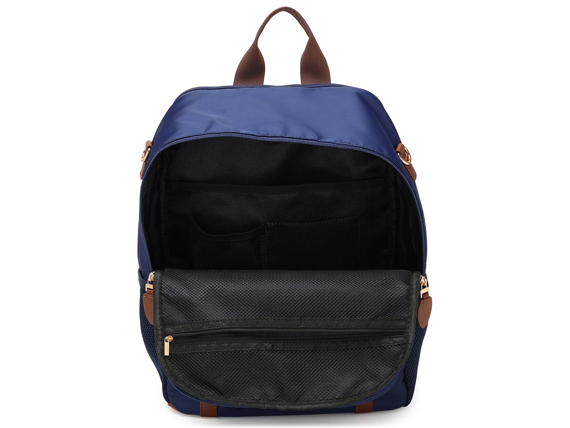 Alt View 2. Elle - ELLE Luxe Journey 18L Twill and Vegan Leather Backpack - Navy - Navy.