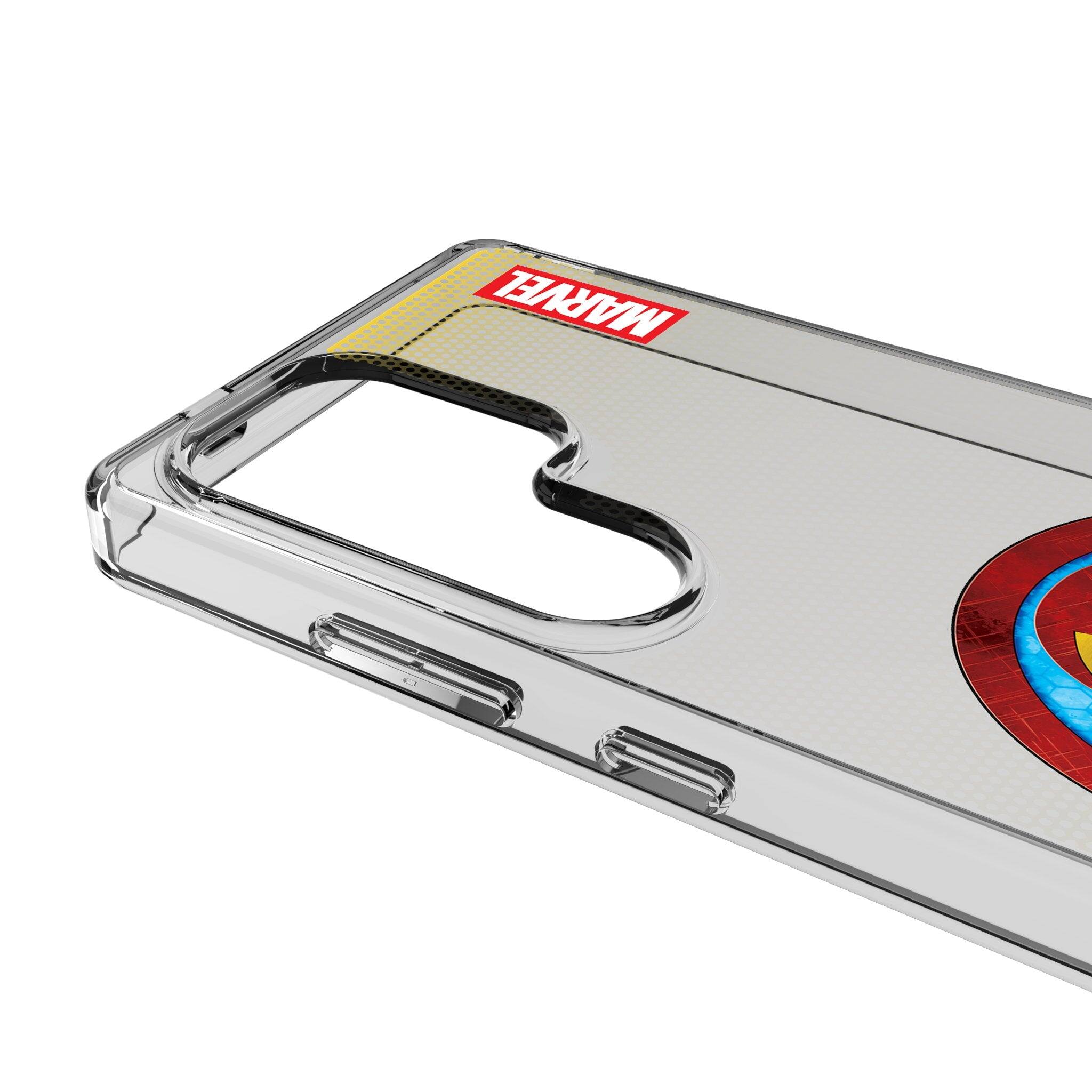 Left. Keyscaper - Marvel Grid Clear Phone Case - Samsung Galaxy S25 - Iron Man.