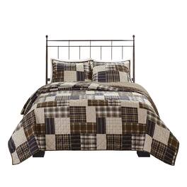 Gracie Mills - Otha 3 Peice Plaid Reversible Quilt Set - Black/Brown
