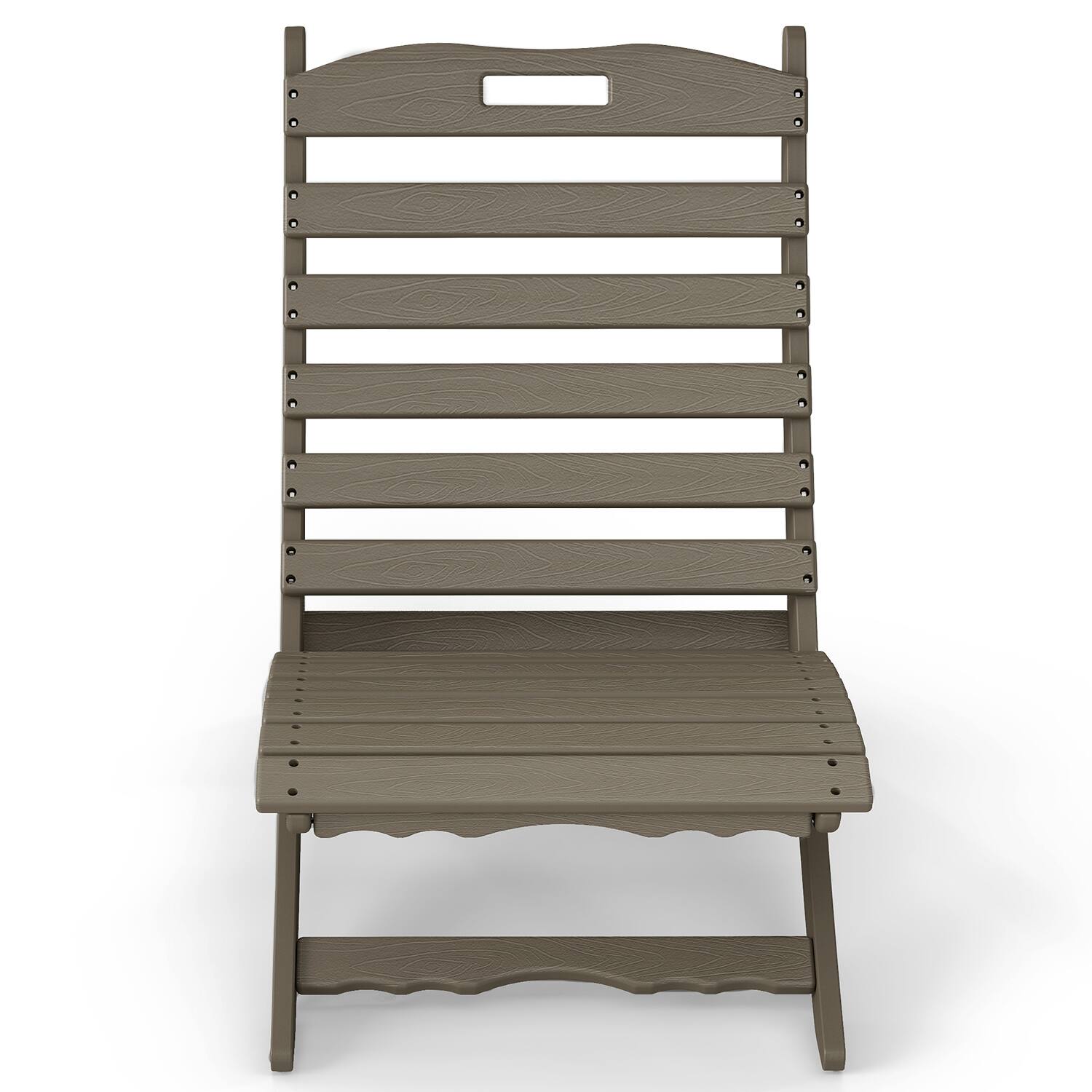 Left. FODINGHILL - Folding Xavier Wave Chairs with Wood Grain, Portable HDPE Adirondack Chairs, All-Weather Outdoor Chairs - Desert Brown.