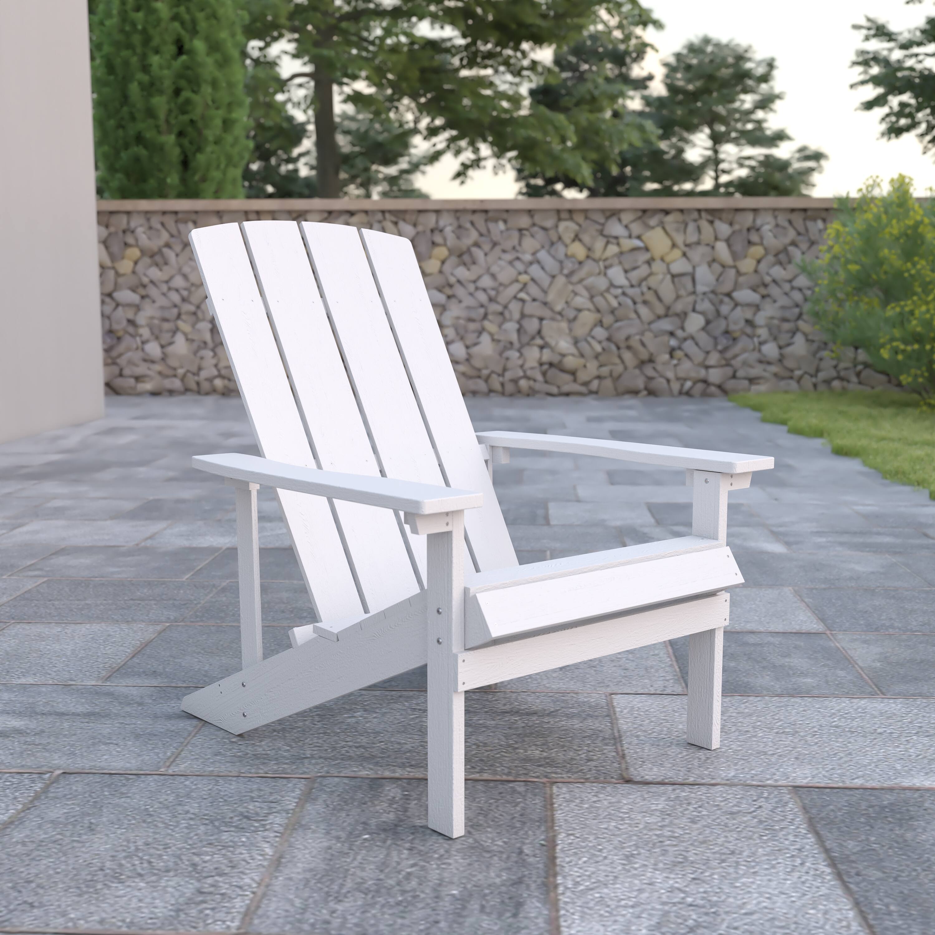Alt View 1. Emma + Oliver - All-Weather Poly Resin Wood Adirondack Chair - White.
