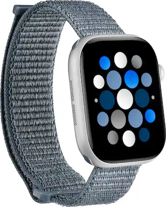 Angle. Insignia™ - Active Nylon Band for Apple Watch 42mm, 44mm, 45mm, 46mm Series 10, SE, Ultra 49mm and Ultra 2 49mm - Dark Slate.