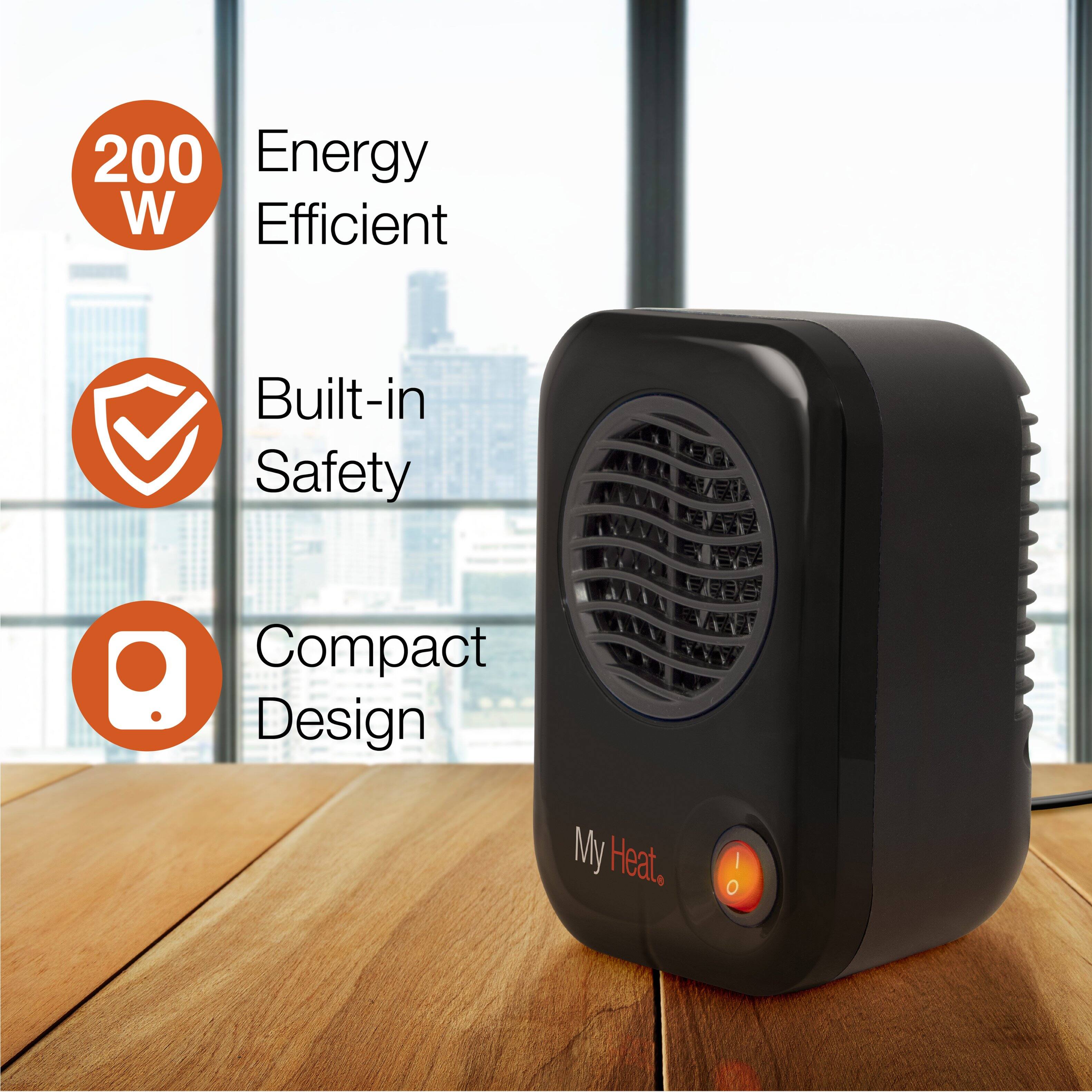 Alt View 12. Lasko - MyHeat 200-Watt Personal Electric Portable Ceramic Space Heater, 100 - Black.