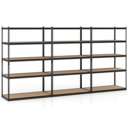 Costway - 3 PCS 72" H x 48" W x 24" D 5-Tier Garage Shelving Unit 2200 LBS Metal Shelves - Black