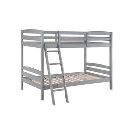 Manhattan Lane - Hina Twin Bunk Bed, Angled Ladder, Sturdy Slat Design, Gray Solid Wood - Gray