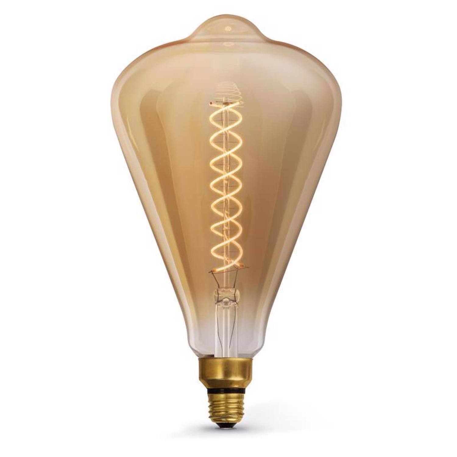 Angle. FEIT ELECTRIC - Feit ST52 E26 (Medium) LED Bulb Amber 60 Watt Equivalence 1 pk.