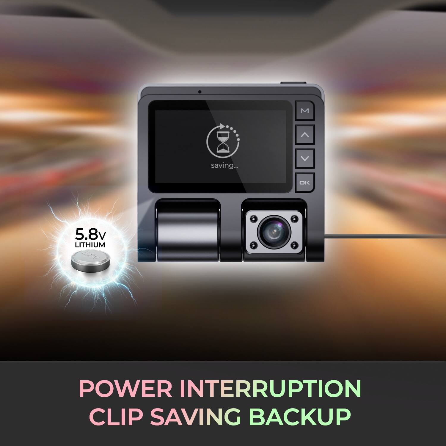 M saving... OK  
5.8v LITHIUM  
POWER INTERRUPTION CLIP SAVING BACKUP