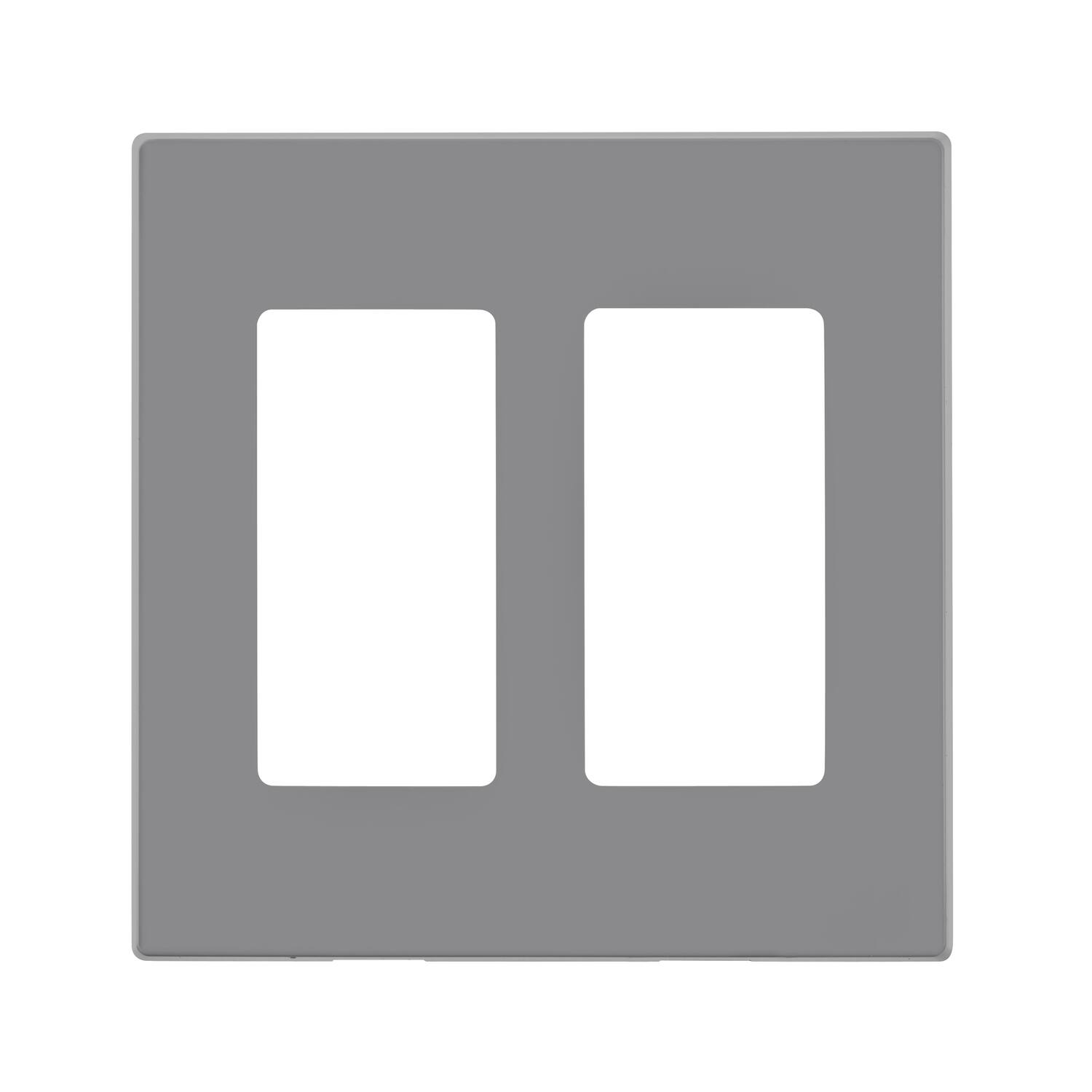 Front. Leviton - Leviton Decora Light Gray 2 gang Polycarbonate Decorator Screwless Wall Plate 1 pk - Gray.