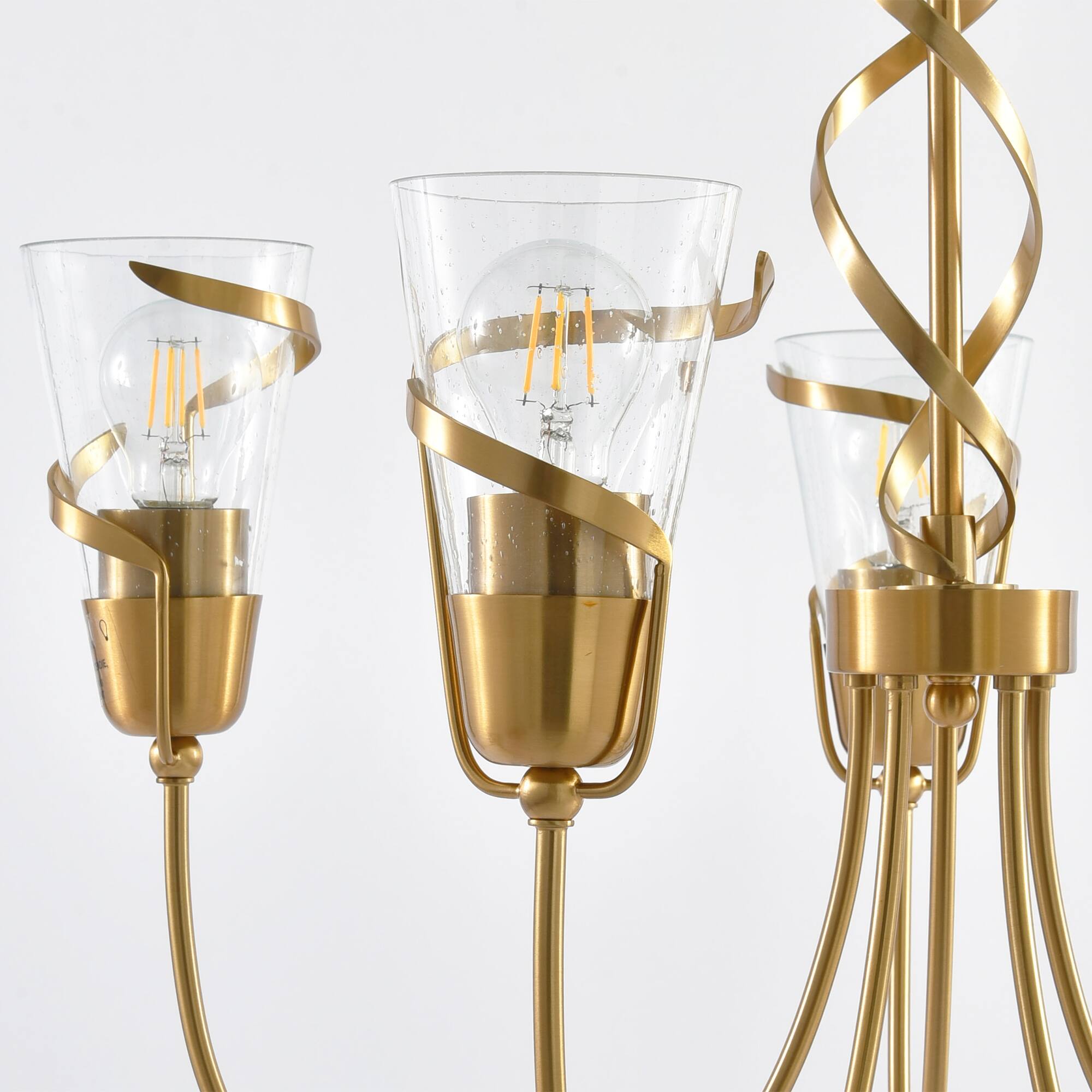 Alt View 2. Parrot Uncle - 26” 5-Light Gold Chandelier with Glass Shade - Gold.