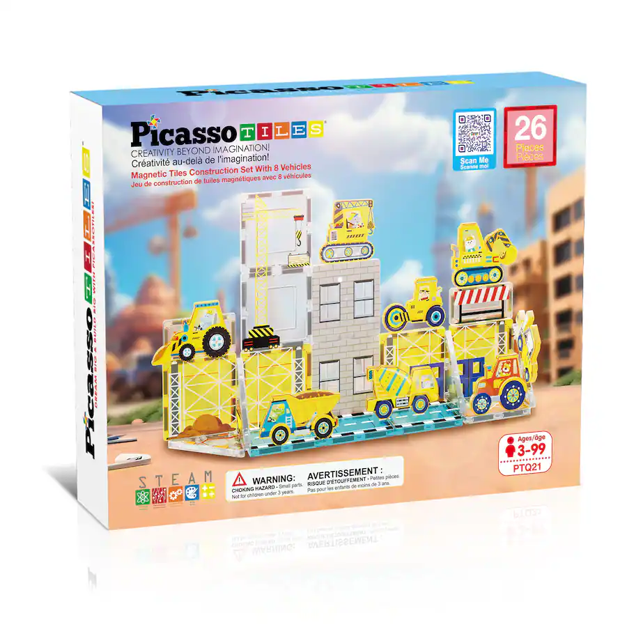 PicassoTiles PICASSO TILES Magnetic Tiles for Kids, 26PCS Construction ...