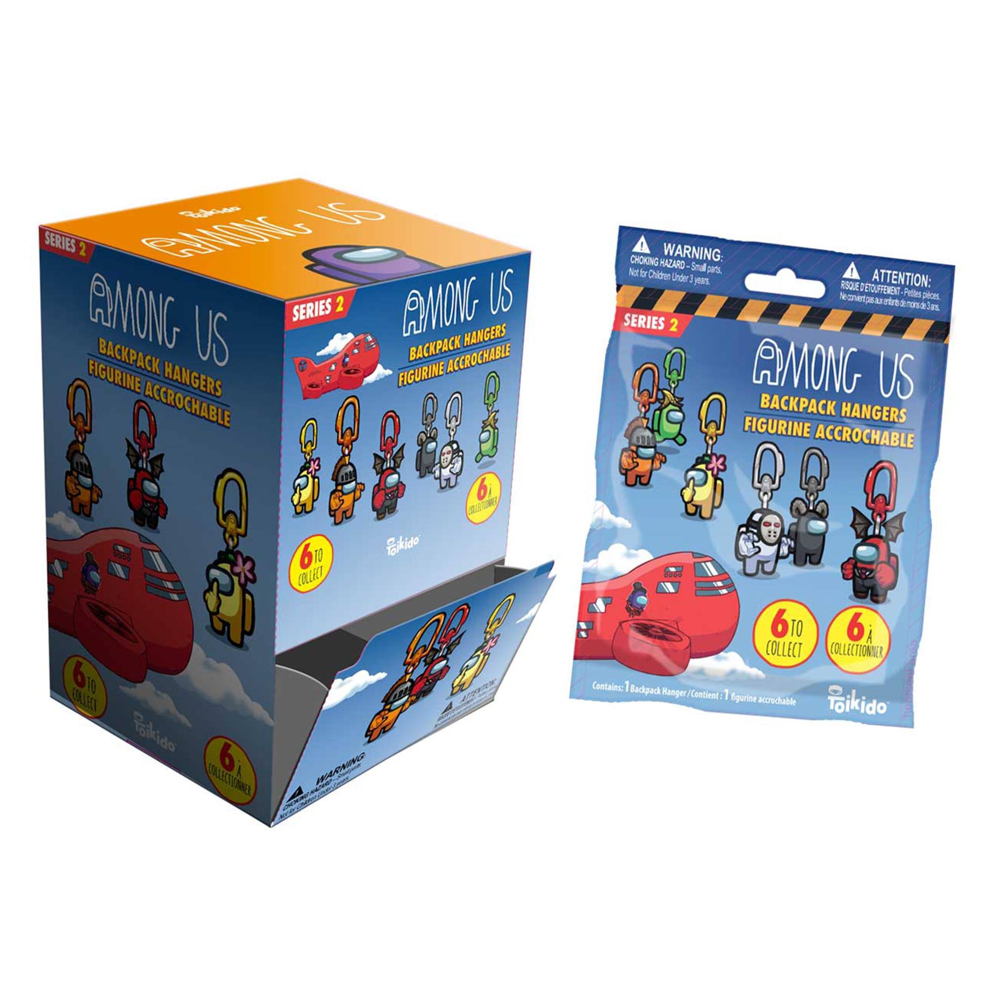 AMONG US SERIES 2  
BACKPACK HANGERS  
FIGURINE ACCROCHABLE  

WARNING: CHOKING HAZARD - Small parts. Not for children under 3 years.  
ATTENTION: RISQUE DE BÉGUEMENT - Petite pièce. Ne convient pas aux enfants de moins de 3 ans.  

Contains: 1 Backpack Ranger / Contient : 1 figurine accrochable  

6 TO COLLECT  
6 À COLLECTER  

Takidoo