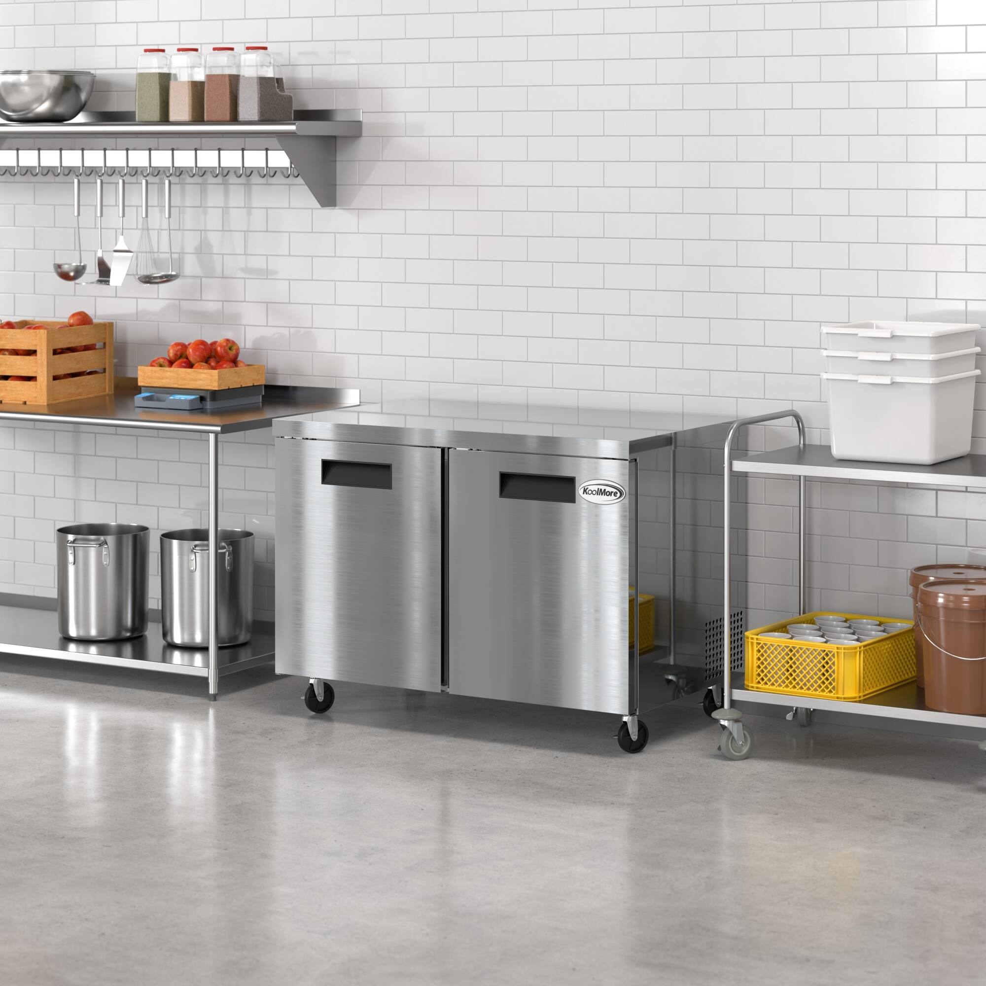 Alt View 3. Koolmore - 48 in. Two Door Commercial Undercounter Refrigerator in Stainless-Steel 11 cu. ft. (KM-UCR-2DSS) - Stainless-Steel.