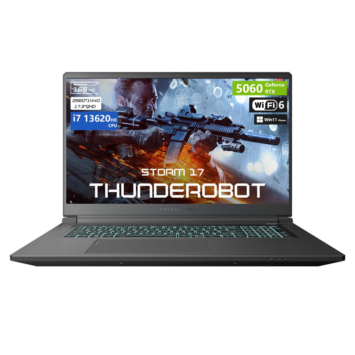 Thunderobot - STORM 17.3" QHD Gaming Laptop - Intel Core i7-13620H with 64GB RAM - NVIDIA GeForce RTX 5060 - 2TB SSD - Black