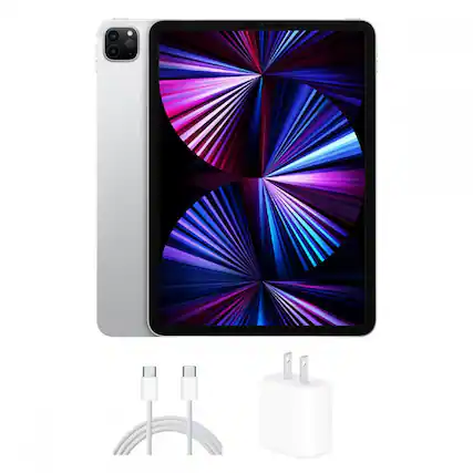 Front. Apple - 11-inch iPad Pro 3rd Generation (2021) Wi-Fi Only 128GB - Silver.