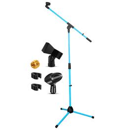 5 CORE - Mic Stand Floor Height Adjustable Tripod Microphone Stands w Extending Telescoping Boom Arm-MS 080 SKY BLU