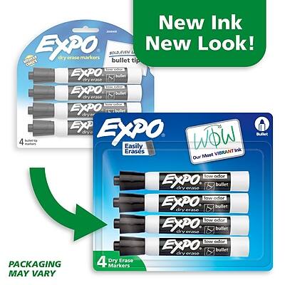 New Ink, New Look!

Expo dry erase markers, bullet tip

Easily Erases

WOW! Our Most Vibrant Ink

Low odor

4 Dry Erase Markers

PACKAGING MAY VARY