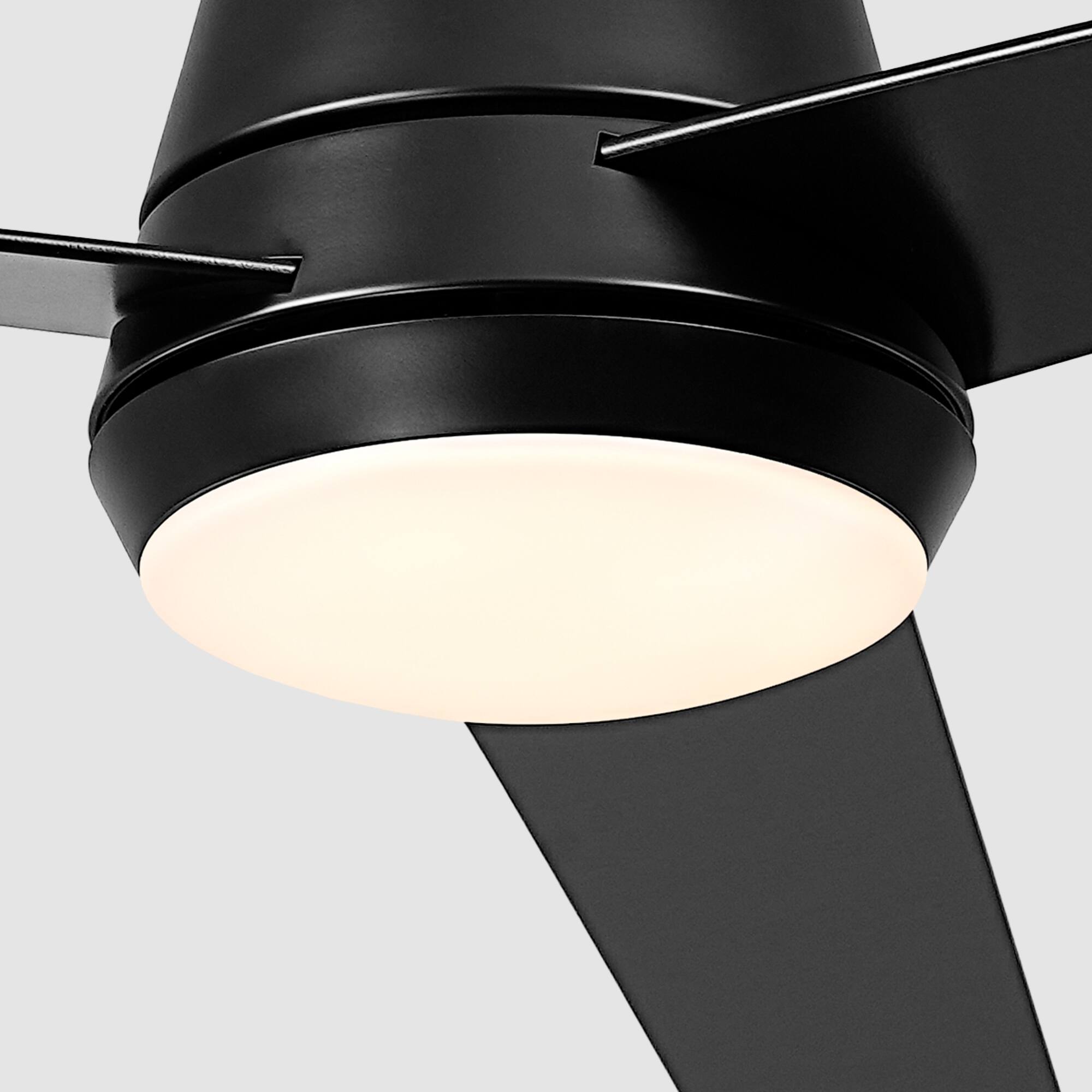 Alt View 3. Vaczon - 52" Modern Reversible Blades Smart Flush Mount Ceiling Fan with App Control and 3CCT Dimmable LED - Black.