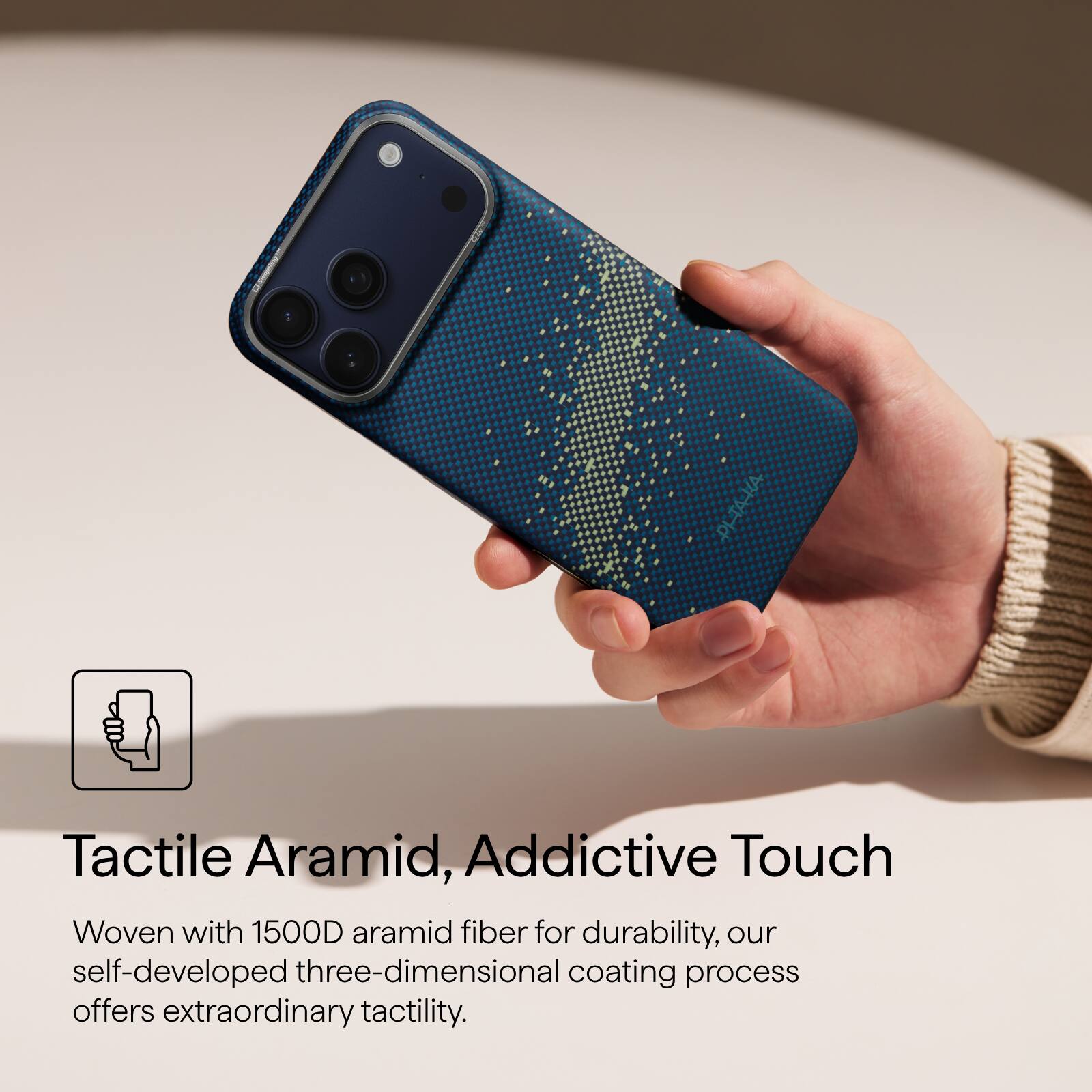 Tactile Aramid, Addictive Touch

Woven with 1500D aramid fiber for durability, our self-developed three-dimensional coating process offers extraordinary tactility.