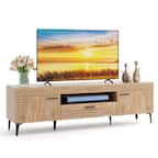 Costway - TV Stand for 65 Inch TVs Modern Entertainment Center with Drawer 2 Storage Cabinets - Brown