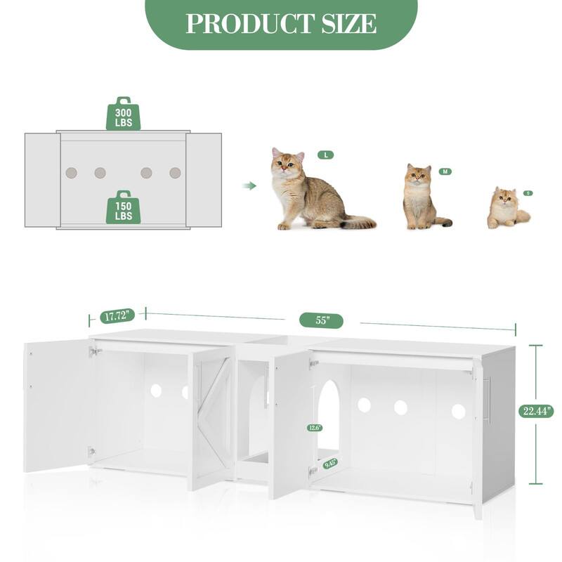 PRODUCT SIZE

300 LBS  
150 LBS

L  
M  
S

17.72"  
55"  
22.44"  
12.6"  
9.45"