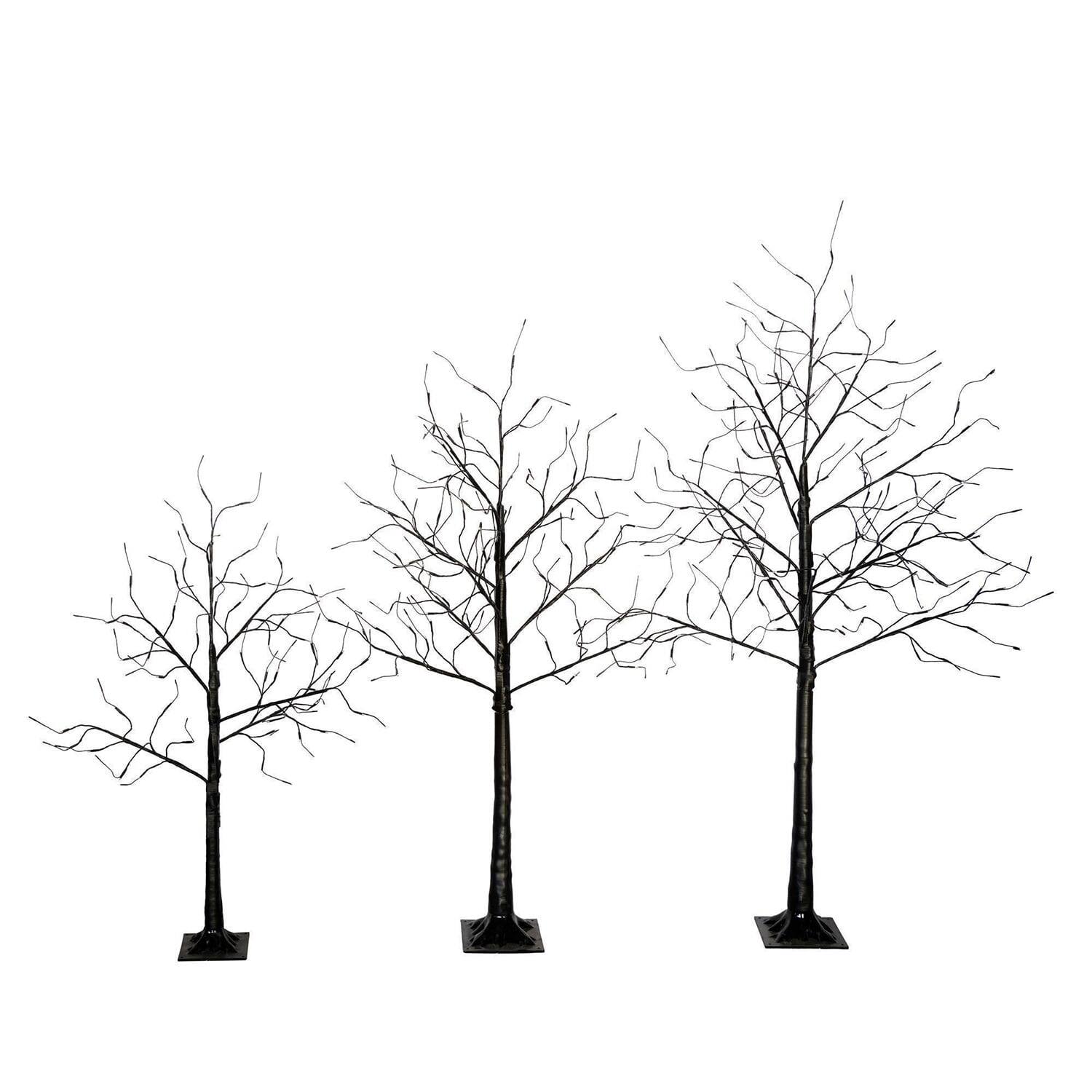 Alt View 7. Pefilos - 3 Pack Pre-Lit Christmas Trees, 6ft, 5ft, 4ft Tall, Artificial Xmas Trees with Purple Lights - Black.