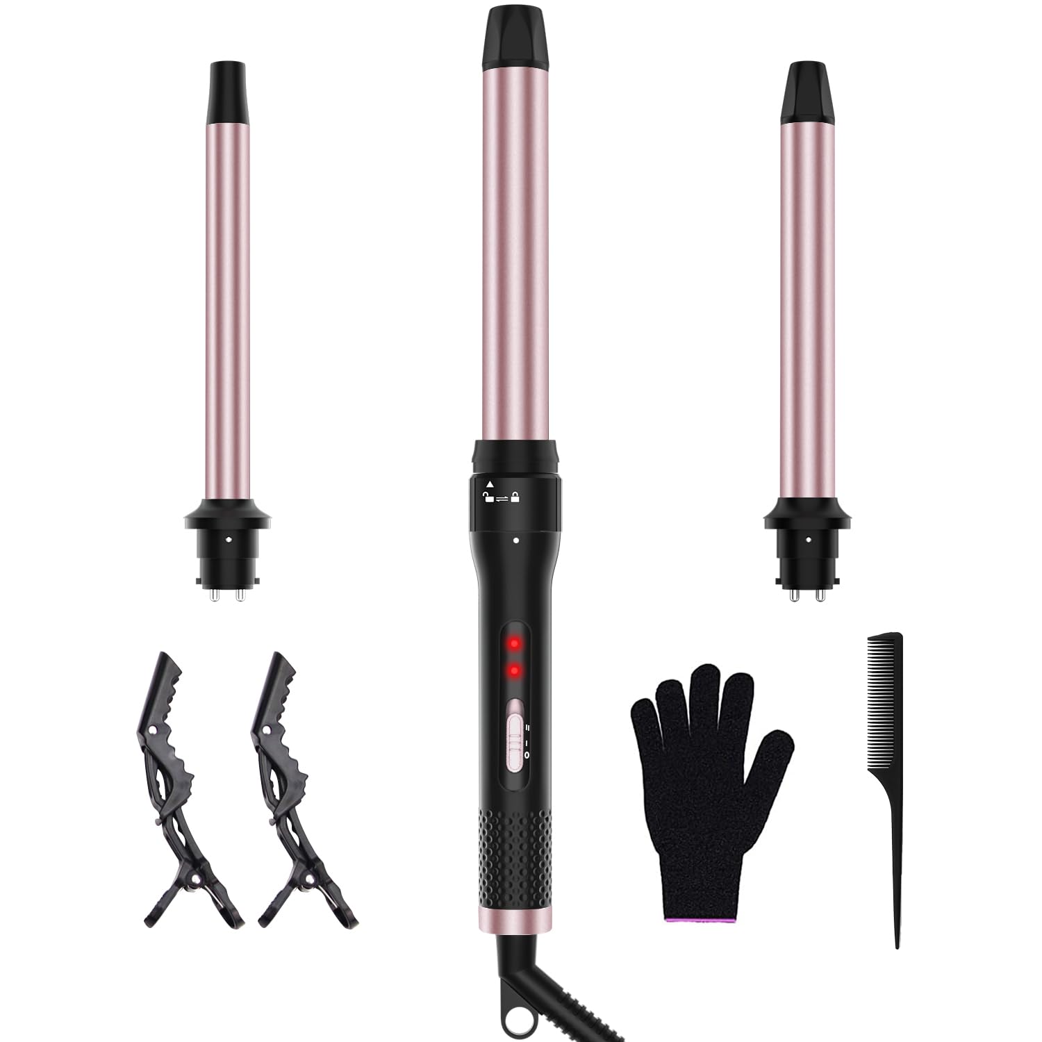 Reds Spade - Wand Curling Iron With Interchangeable For Versatile Curls Fast Heating Hair Waver Crimper Tool Ideal Gifts - 0.75"-1.25" Curling Iron