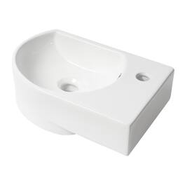 Alfi - 16" Small Wall Mounted Ceramic Sink with Faucet Hole - White