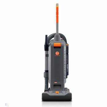 Left. Hoover - CH54113 HushTone 13+ Upright Vacuum – Bagged HEPA, IntelliBelt, 13″ Path, Gray/Orange, 40′ Cord - Gray.