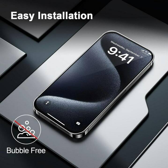 Easy Installation, Bubble Free, Wednesday, 9:41, September 7
