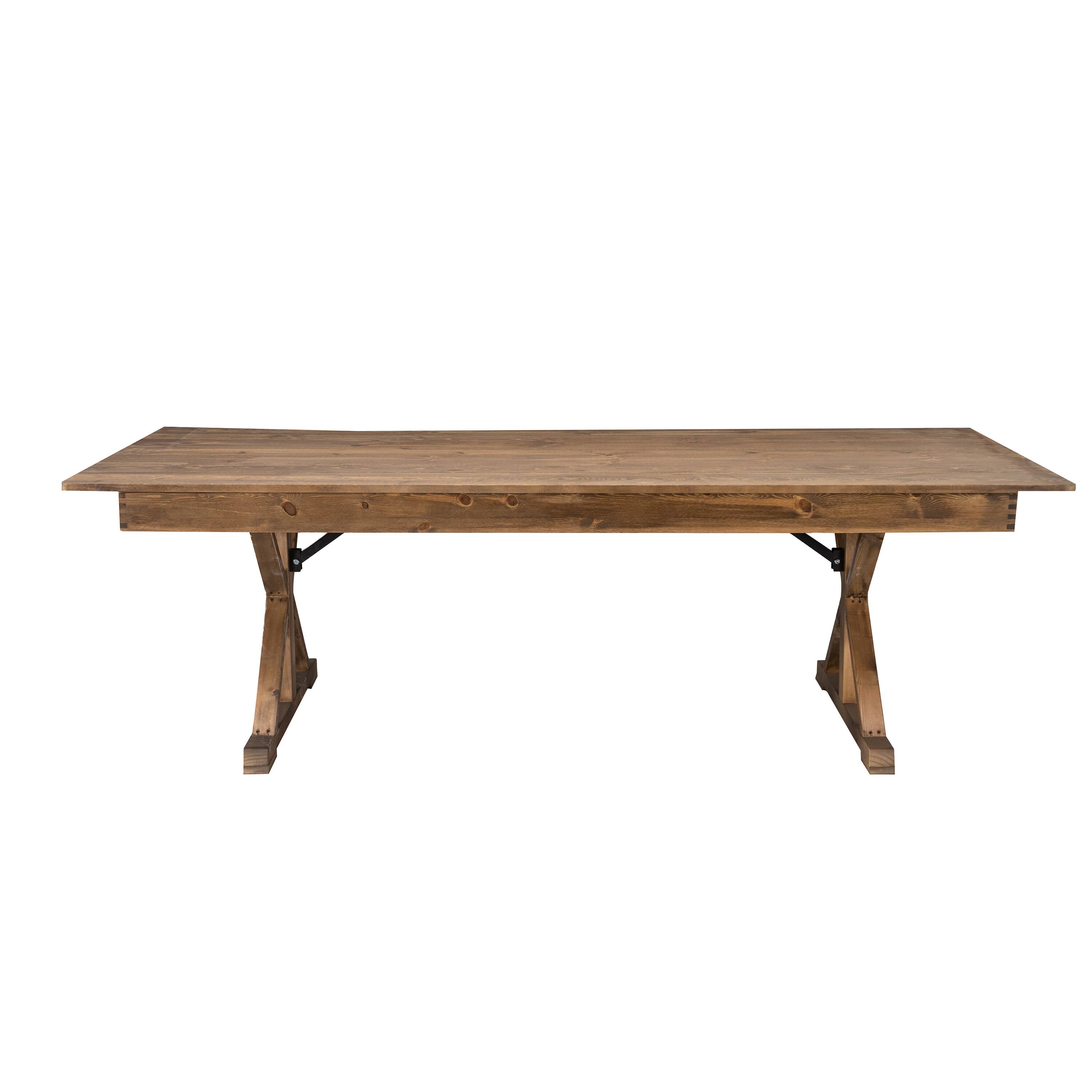 Angle. Flash Furniture - HERCULES 7' x 40" Rectangular Antique Rustic Solid Pine Folding Farm Table with X Legs - Brown.