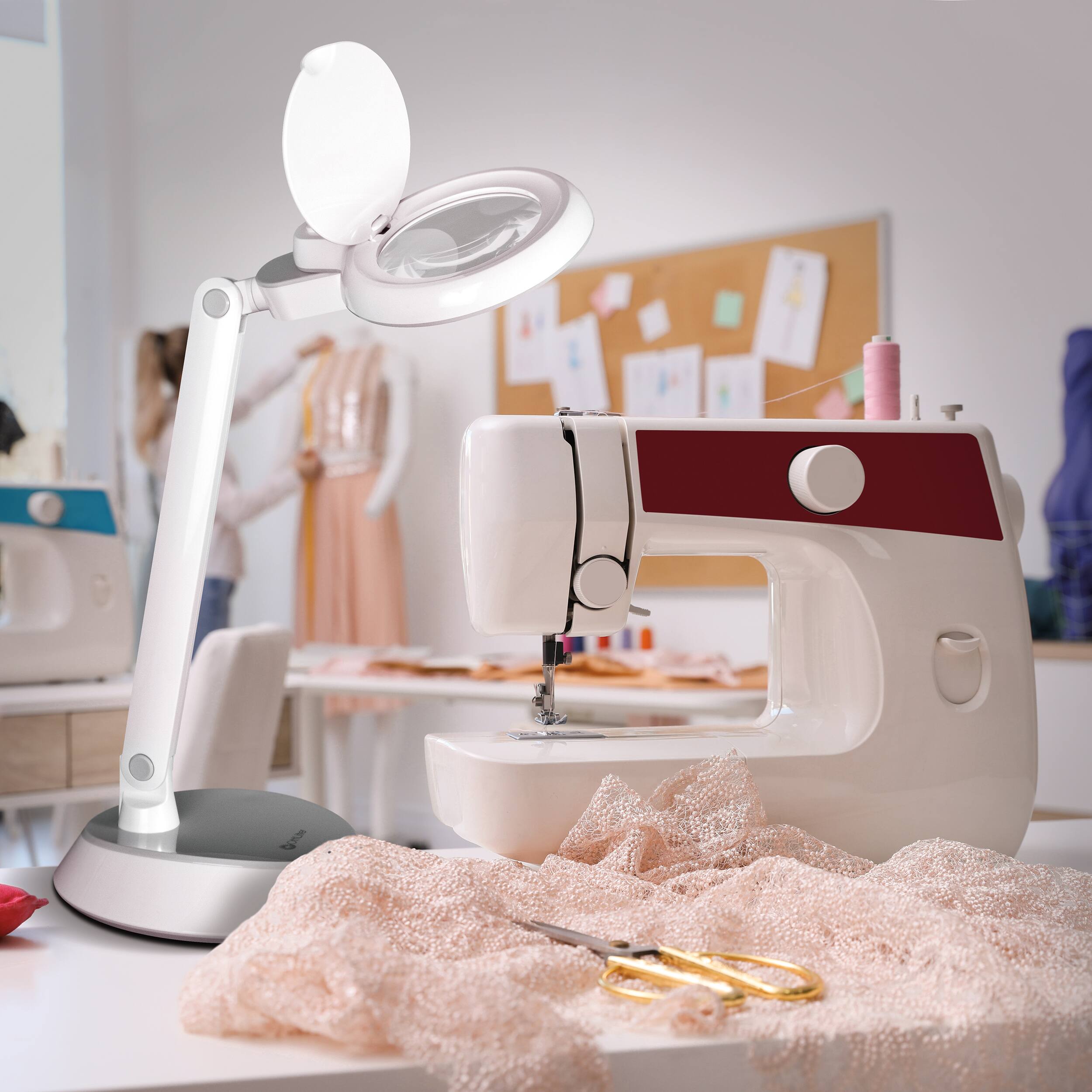 Left. OttLite - Space-Saving LED Magnifier Desk Lamp - White.