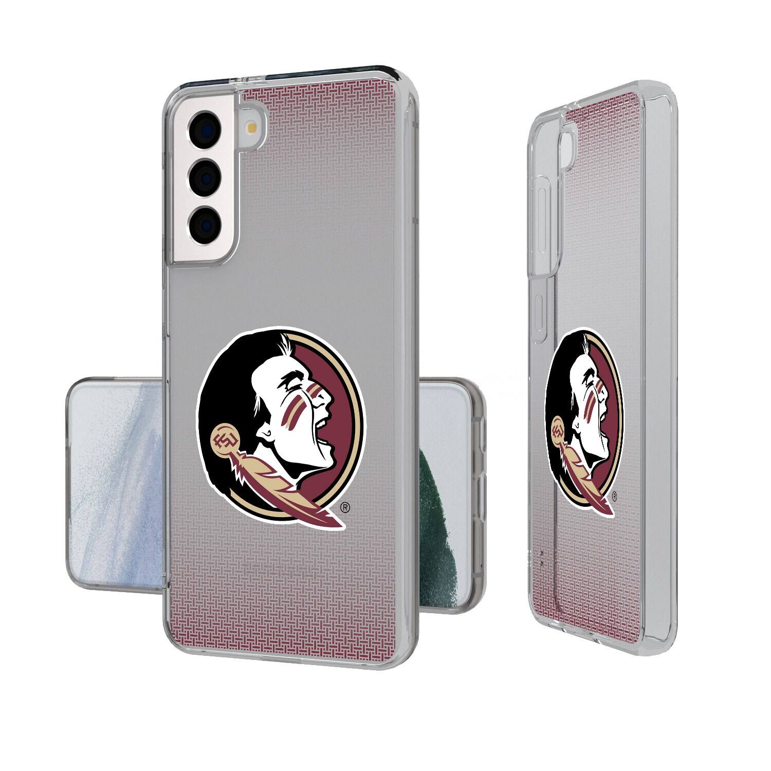 Front. Keyscaper - Florida State Seminoles Linen Logo Galaxy Clear Case - S24 - Multicolor.