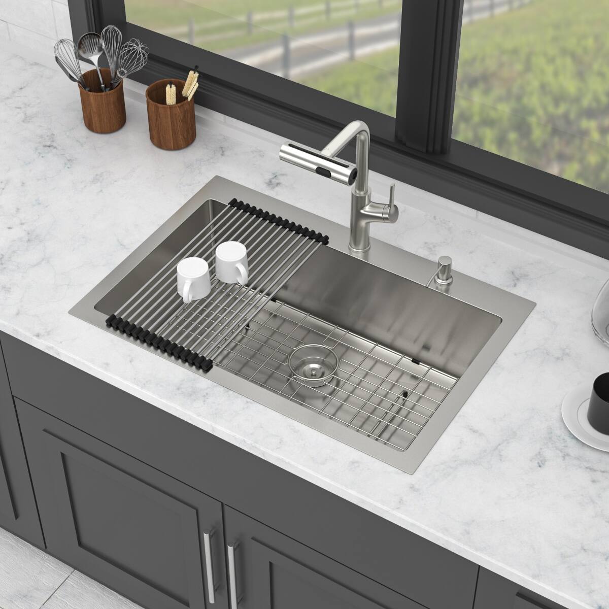 Ropilly 30 Inch Drop In Kitchen Sink Single Bowl Stainless Steel Sink ...