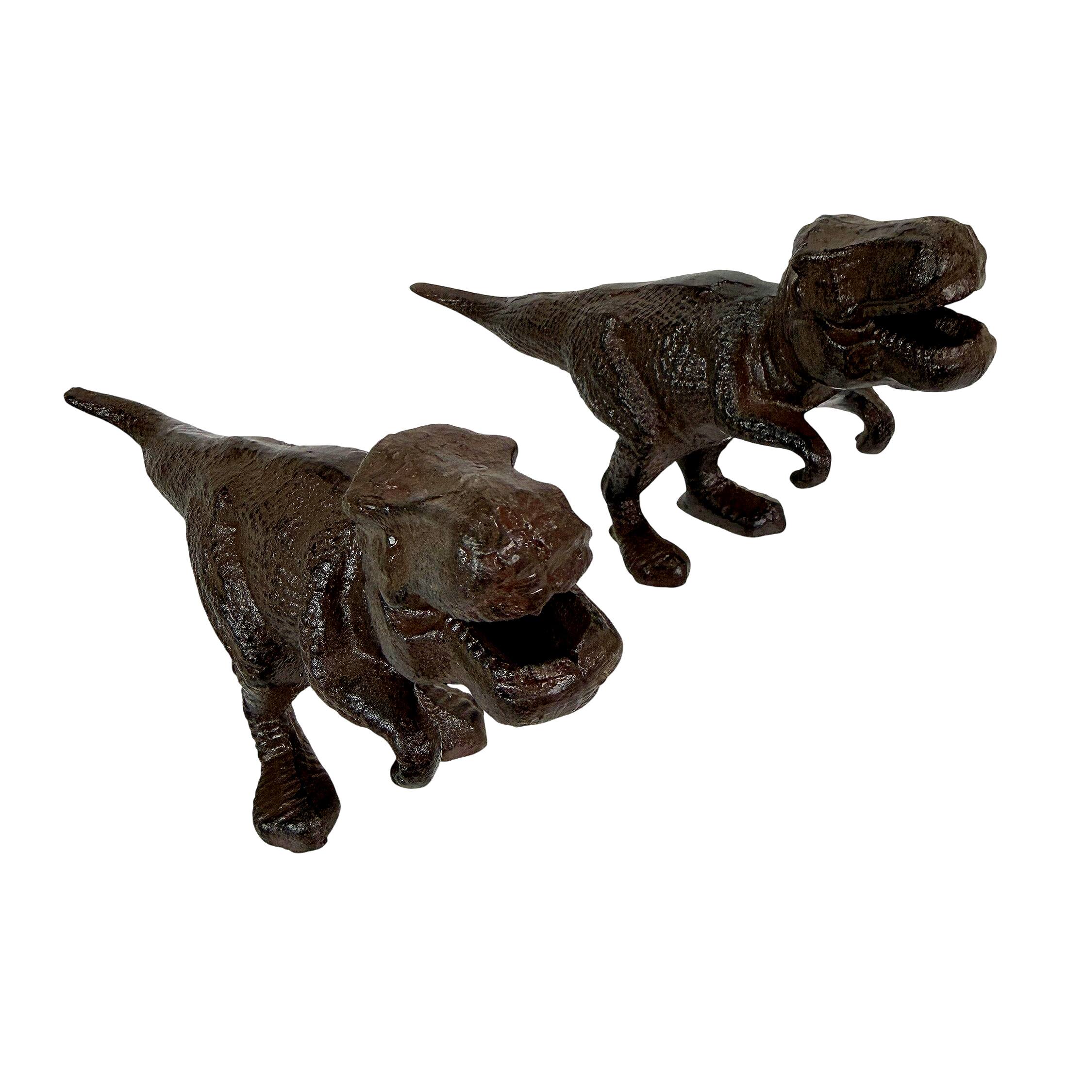 Front. Things2Die4 - Cast Iron Dinosaur Bookends Set of 2 Brown T-Rex Decorative 8.5 In - Brown.
