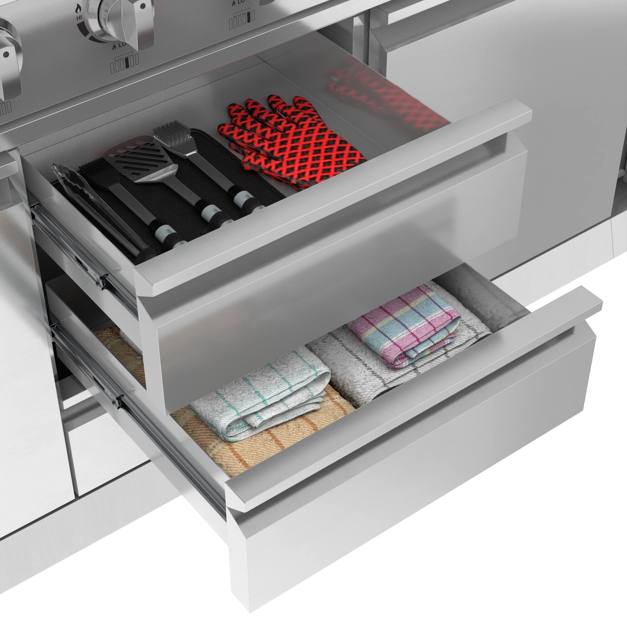 Alt View 5. Koolmore - KoolMore Reserve Outdoor Kitchen Island with 6 Burner Grill and Side Burner, Sink, Storage Cabinet and Refrigerator - Stainless Steel.