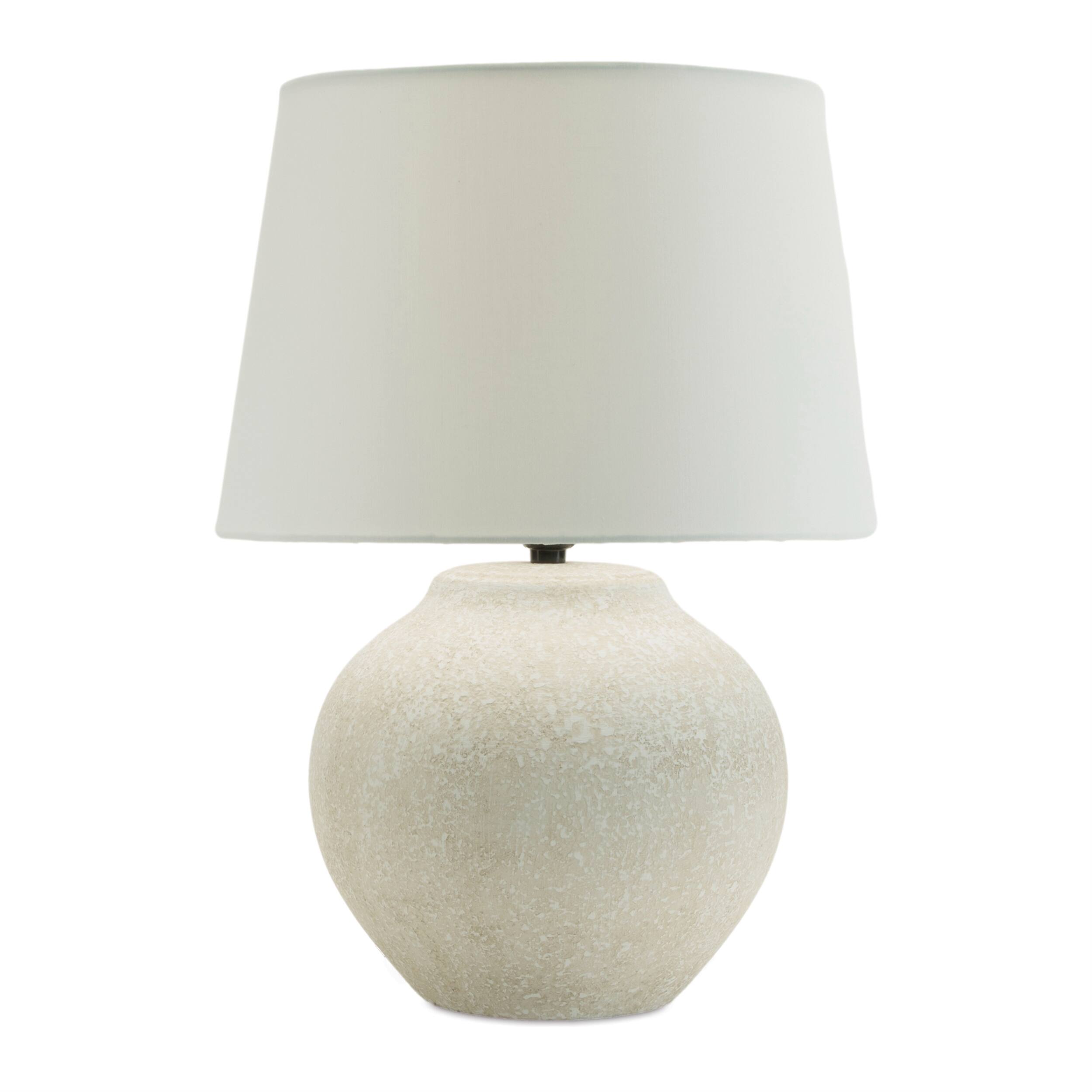 Angle. BreeBe - Distressed Ceramic Table Lamp 20"H - Beige.