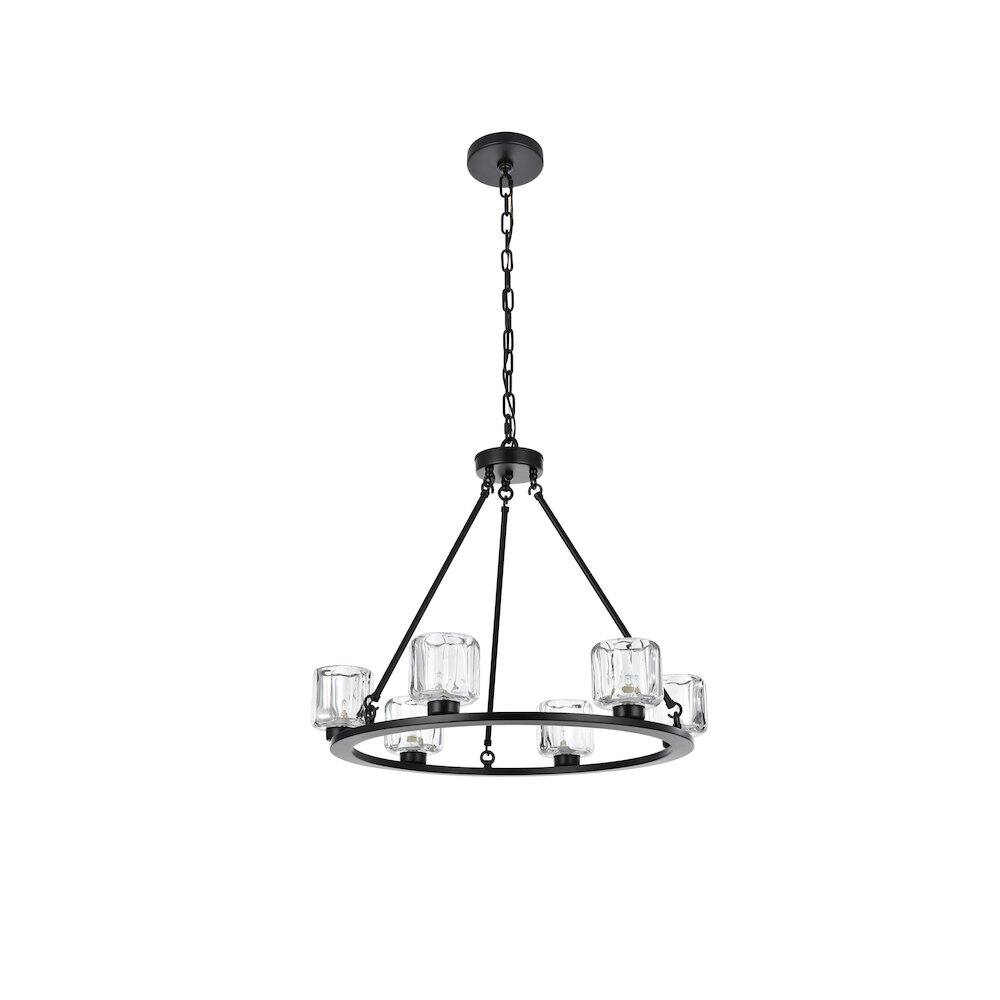 Angle. Elegant Lighting - Cadence 26 Inch Chandelier In Black - Black And Clear.
