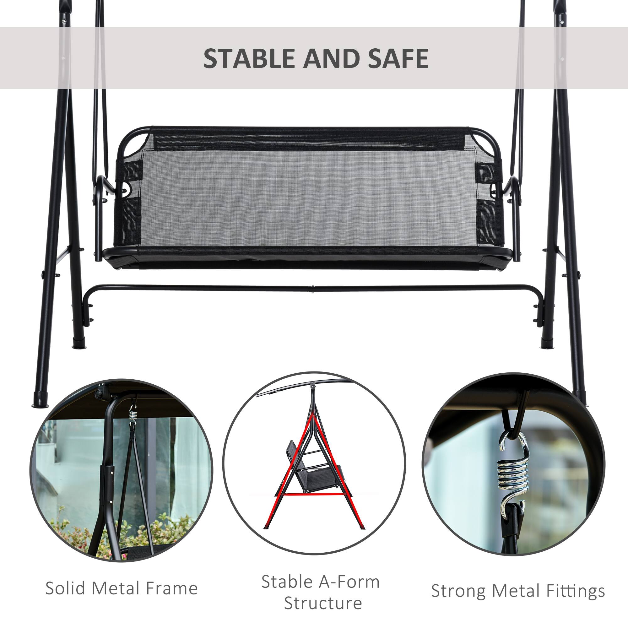 1. **Stable and Safe**
   - Solid Metal Frame
   - Stable A-Form Structure
   - Strong Metal Fittings