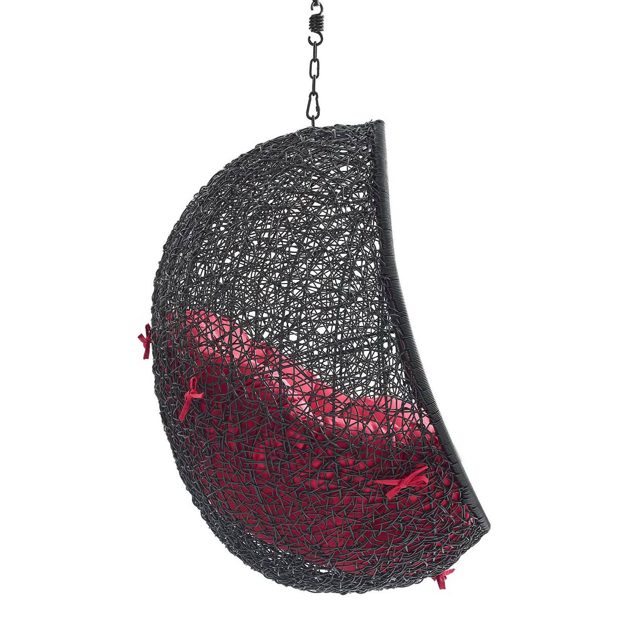 Left. Modway - Encase Swing Outdoor Patio Lounge Chair Without Stand by Modway - Black Red.