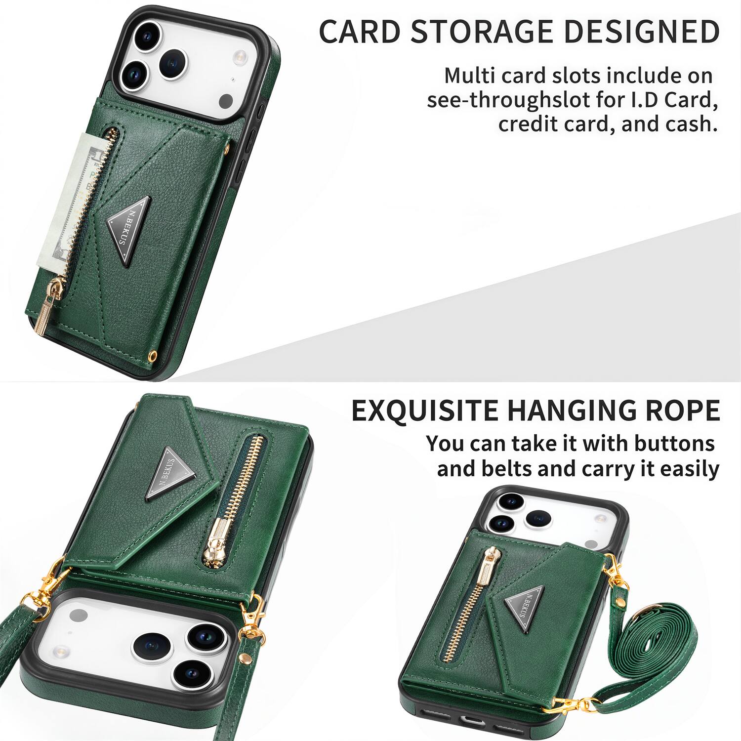 Dteck Crossbody Zipper Wallet Case with Adjustable Lanyard for
