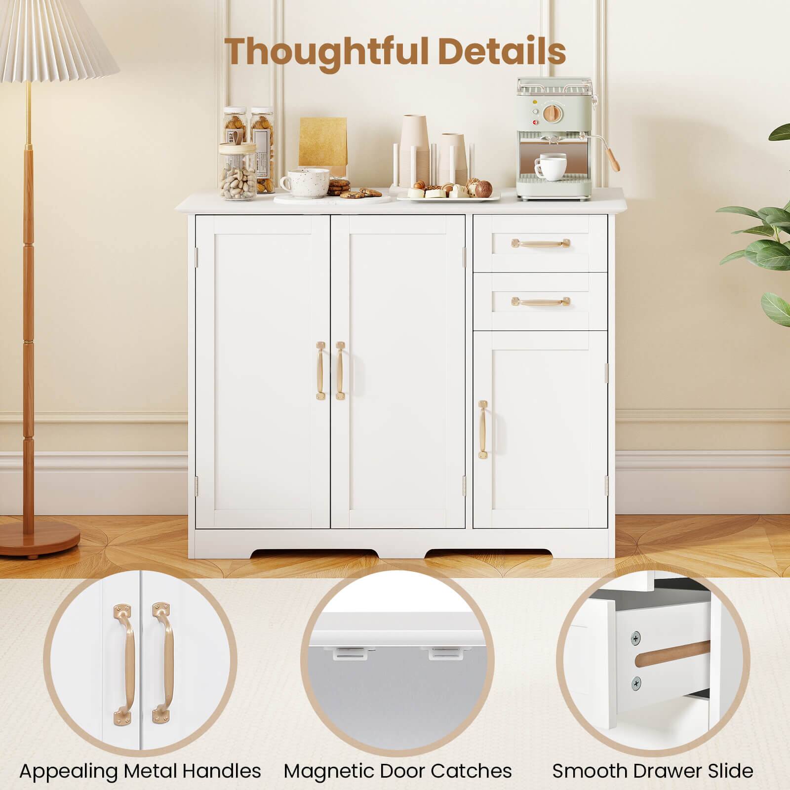 Thoughtful Details

Appealing Metal Handles  
Magnetic Door Catches  
Smooth Drawer Slide