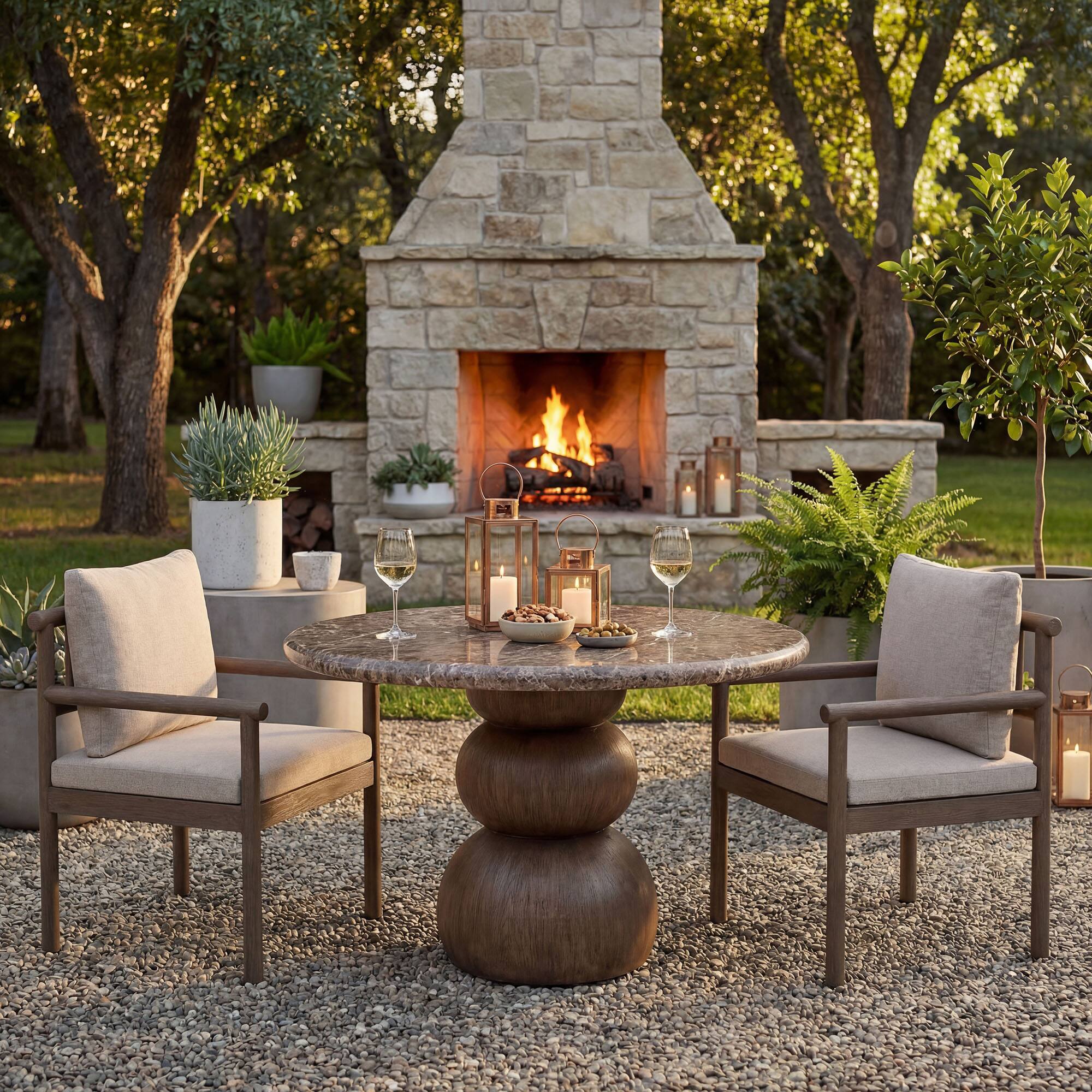 Alt View 4. Modway - Pietra Indoor Outdoor Patio Round Dining Table by Modway - Dark Emperador Marble.