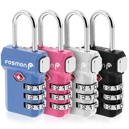 Fosmon - 4 Pack TSA Locks for Luggage, Padlock Combination Luggage Lock TSA Approved with Open Alert, TSA Luggage Lock - Multi