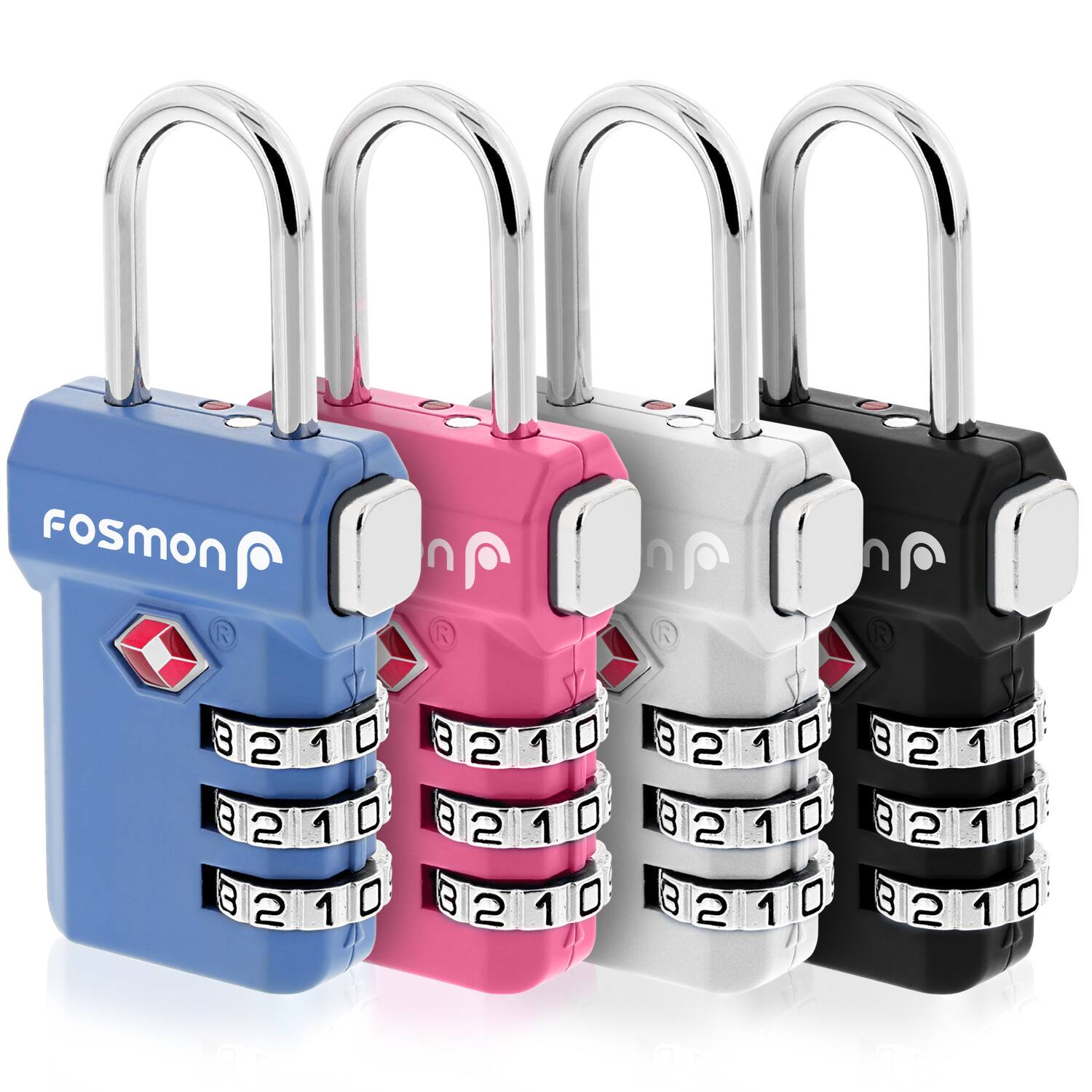 Fosmon - 4 Pack TSA Locks for Luggage, Padlock Combination Luggage Lock TSA Approved with Open Alert, TSA Luggage Lock - Multi