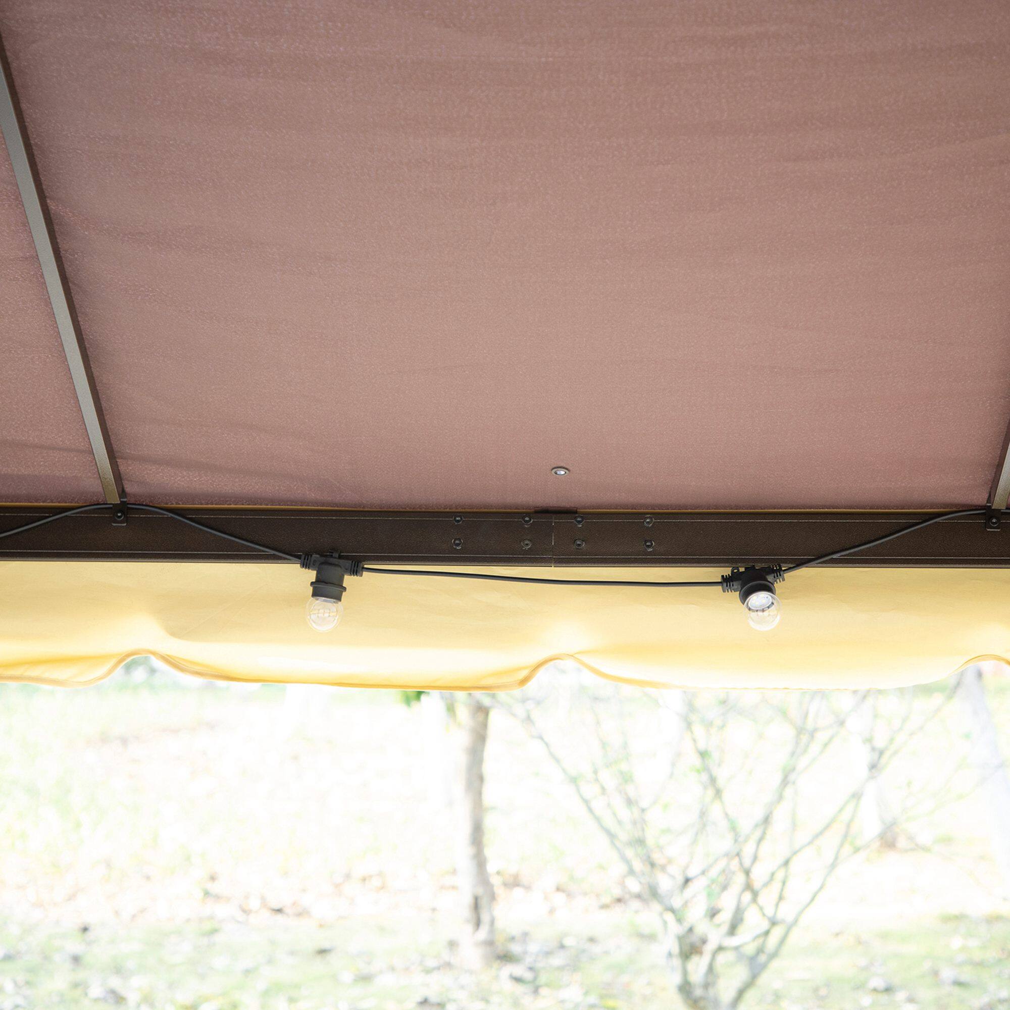 Alt View 2. APRILSOUL - Outsunny 10' x 13' Patio Gazebo Outdoor Gazebo Canopy Shelter with Netting and Curtains Coffee - Brown.