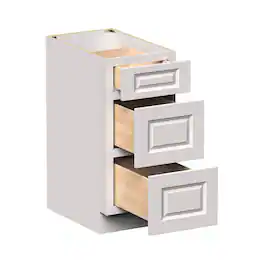 Boyel Living - 15-in W x 34.5-in H x 24-in D Shaker 3-Drawer Kitchen Base Cabinet with Soft-Close Slides - Glacier White